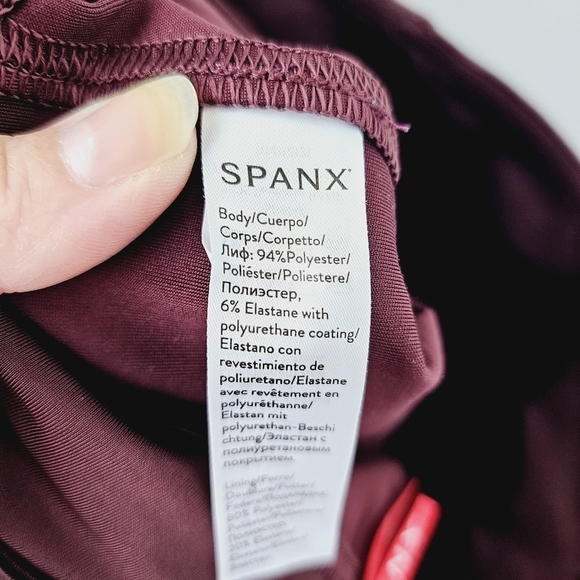 SPANX Burgundy Wine Patent Leather Leggings, size Medium - Picture 9 of 10